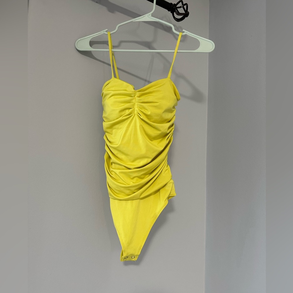 Express mustard green colored tank top body suit